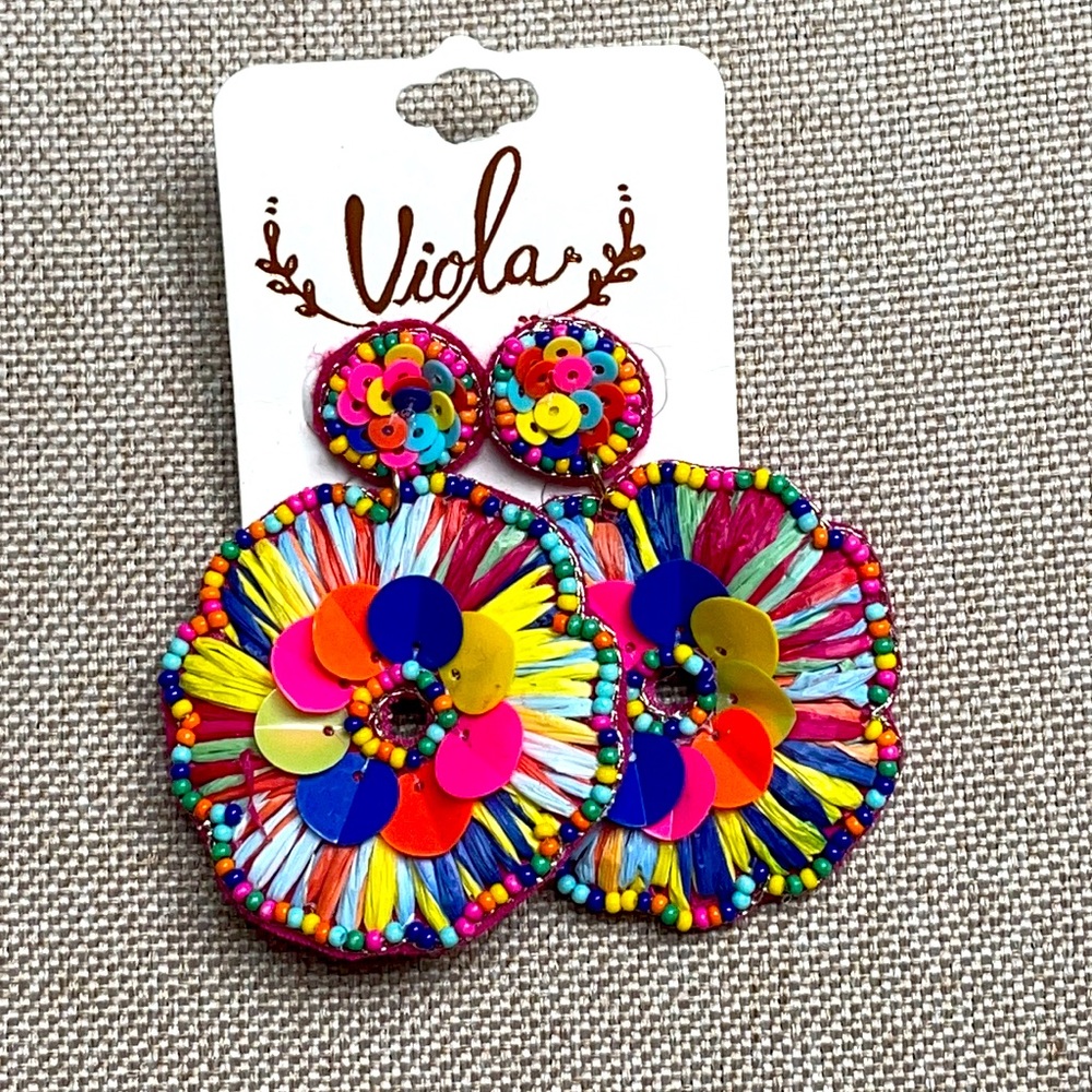🌻BOGO NEW Multi-Color Palm Beach Flower Earrings